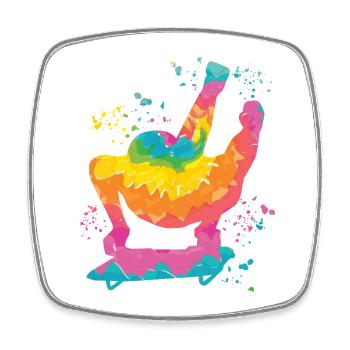 Skeleton Bobsleigh Winter Sports Sled - Square fridge magnet - white - Front