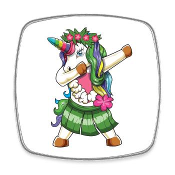 Tupfen von Hawaiian Unicorn Hula Dancer Girl - Viereckiger Kühlschrankmagnet - Weiß - Vorne