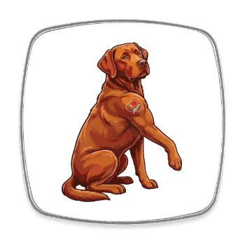 I Love Mom – Muskulöser Foxred Labrador Design - Viereckiger Kühlschrankmagnet - Weiß - Vorne