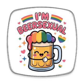 Je suis beersexual - Logo de Cool Beer - Magnet carré - blanc - Devant