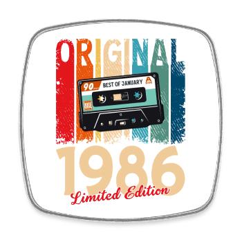 Cassette du 40e anniversaire janvier 1986 - Magnet carré - blanc - Devant