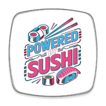 Sushi Powered By Sushi Japanese Food Enthusiast - Viereckiger Kühlschrankmagnet - Weiß - Vorne