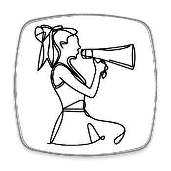 Dessin de pom-pom girl - Magnet carré - blanc - Devant