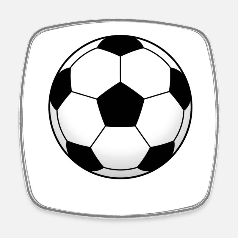 Black White Football Ball Pattern - Square fridge magnet - white
