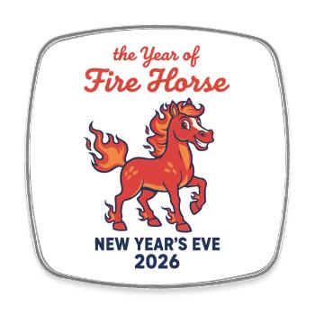 The Year of Fire Horse New Year's Eve 2026 - Square fridge magnet - white - Front