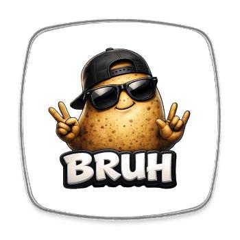 Scald potato with sunglasses - Square fridge magnet - white - Front