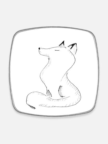 Sketchwolf Silhouette - Square fridge magnet - white