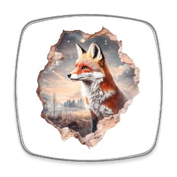 Fuchs und Sternenhimmel - Viereckiger Kühlschrankmagnet - Weiß - Vorne