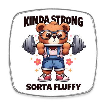 Kinda Strong Sorta Fluffy – Sweet Fitness Bear - Square fridge magnet - white - Front