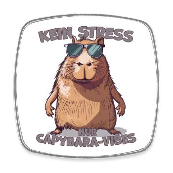 Capybara Saying No Stress Only Vibes - Square fridge magnet - white - Front
