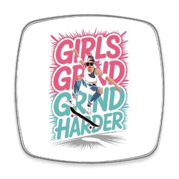 Girls Skate Grind Harder Spruch Design - Viereckiger Kühlschrankmagnet - Weiß - Vorne