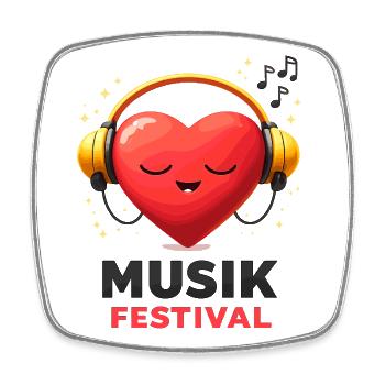 Herzbeat Festival with headphones - Square fridge magnet - white - Front