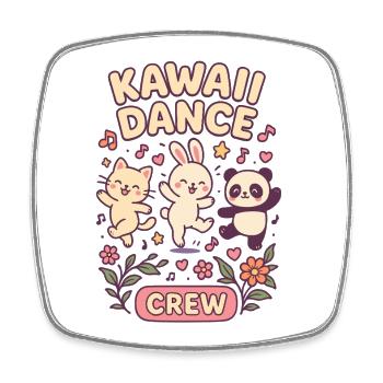 Kawaii Dance Crew Shirt, Cute Animal Dance Party - Square fridge magnet - white - Front