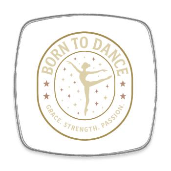 Chemise de danse ballet, Born to Dance - Magnet carré - blanc - Devant