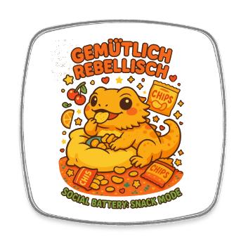 Cozy Rebellious Shirt, Snack Fashion - Square fridge magnet - white - Front