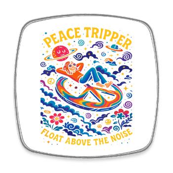 psychedelisches peace shirt, cosmic chill - Viereckiger Kühlschrankmagnet - Weiß - Vorne