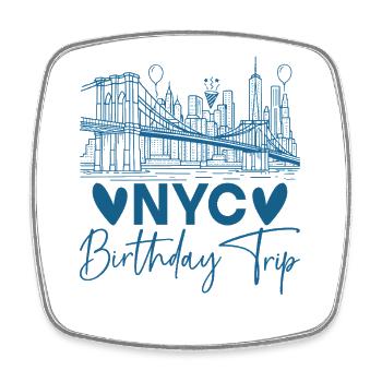 NYC Birthday Trip - Viereckiger Kühlschrankmagnet - Weiß - Vorne