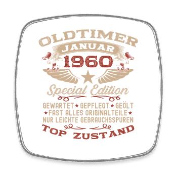 66th Birthday Gift Vintage Car January 1960 - Square fridge magnet - white - Front