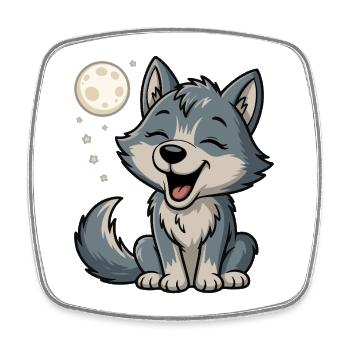 Mondlicht Wolfchen Kuschel - Viereckiger Kühlschrankmagnet - Weiß - Vorne