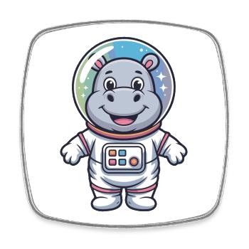 Hippo Astronaut Space Adventure - Square fridge magnet - white - Front