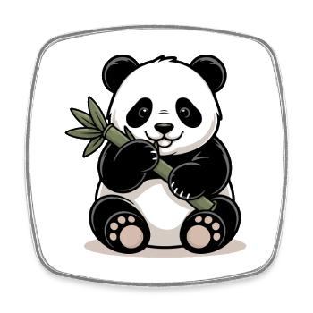 Panda avec un bâton de bambou - Magnet carré - blanc - Devant