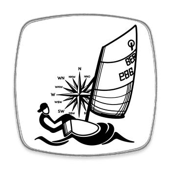 Régate Optimist Opti Voilier pour Enfants - Magnet carré - blanc - Devant