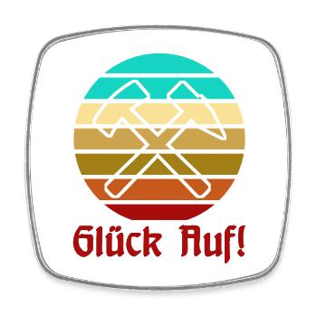 Glück Auf! - Ruhrpott - Zeche - Zollverein - Viereckiger Kühlschrankmagnet - Weiß - Vorne