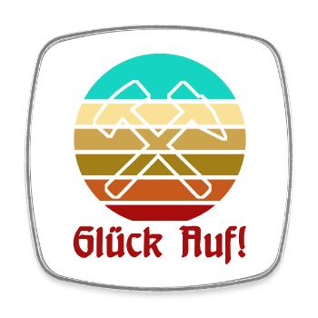 Glück Auf! - Ruhrpott - Zeche - Zollverein - Viereckiger Kühlschrankmagnet - Weiß - Vorne