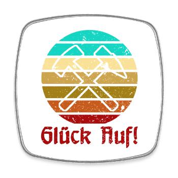 Glück Auf! - Ruhrpott - Zeche - Zollverein - Viereckiger Kühlschrankmagnet - Weiß - Vorne