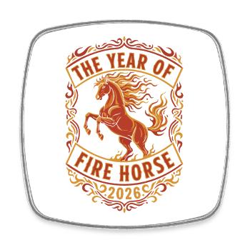 The Year Of Fire Horse 2026 Celebration Design - Square fridge magnet - white - Front