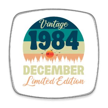 December 1984 Birthday Gift - Square fridge magnet - white - Front