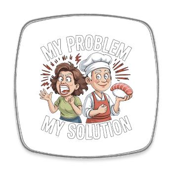 Sushi Mon problème Mon pictogramme Papa Maman Chef Sushi - Magnet carré - blanc - Devant