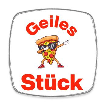 Geiles Stück: Pizza Edition, Foodie, Pizza Lover - Viereckiger Kühlschrankmagnet - Weiß - Vorne