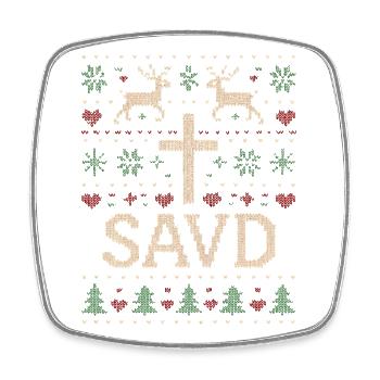 Christmas Sweater Saved Christian Faith Ever - Square fridge magnet - white - Front