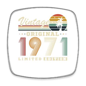 Original 1971 Vintage Retro Anniversary Gift - Square fridge magnet - white - Front