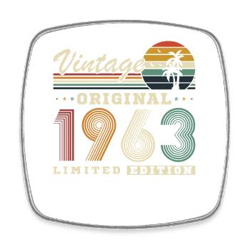 Originales Retro-Jubiläumsgeschenk von 1963 - Viereckiger Kühlschrankmagnet - Weiß - Vorne