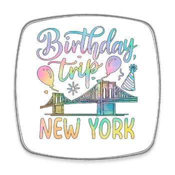 New York Birthday Trip - Viereckiger Kühlschrankmagnet - Weiß - Vorne