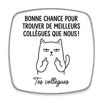 Leaving colleague work new job good luck - Square fridge magnet - white - Front
