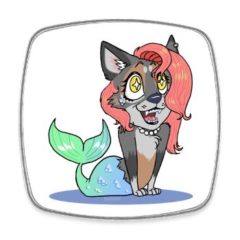 Coral (Version Chibi) (par Leni Riosa) - Magnet carré - blanc - Devant