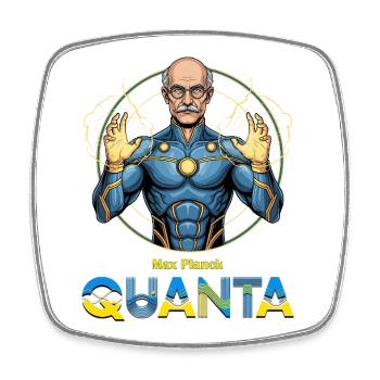 Quanta Planck Superhéros - Magnet carré - blanc - Devant