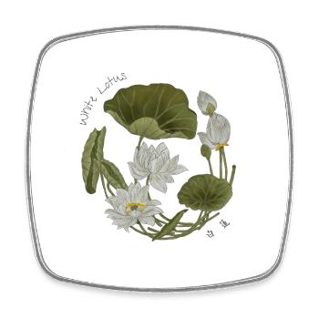 Lotus blanc : La botanique japonaise de la Sérénité de Zeshin - Magnet carré - blanc - Devant