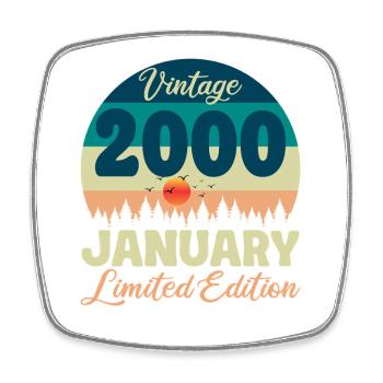 Birthday January 2000 Gift Vintage Limited - Square fridge magnet - white - Front