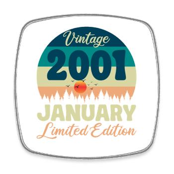 Birthday January 2001 Gift Vintage Limited - Square fridge magnet - white - Front