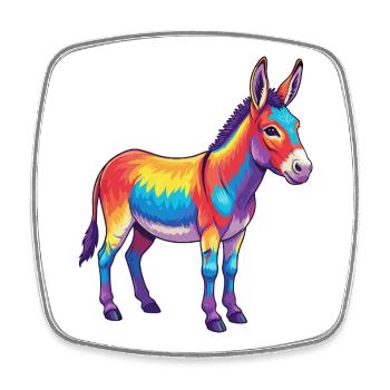 Bunte Eselregenbogen-Pop-Art-Aquarell - Viereckiger Kühlschrankmagnet - Weiß - Vorne