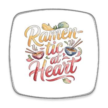 Ramen-tic At Heart Japanese Food Noodle Ramen - Square fridge magnet - white - Front