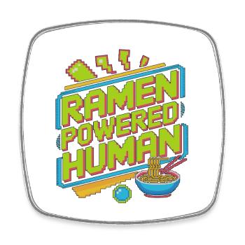 Ramen Powered Human Loves Noodle Bowl Ramen Chef - Square fridge magnet - white - Front