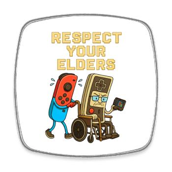 Respect Your Elders Gaming Control Rétro - Magnet carré - blanc - Devant