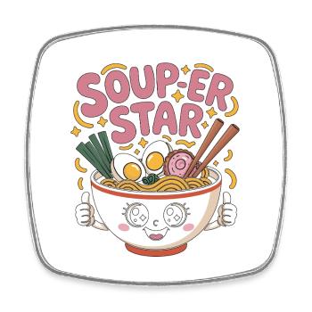 Ramen Soup-er Star Loves Japanese Food Ramen Chef - Square fridge magnet - white - Front