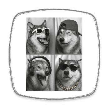 Wolf - Square fridge magnet - white - Front