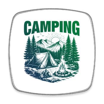 Logo de camping Tente extérieure - Magnet carré - blanc - Devant